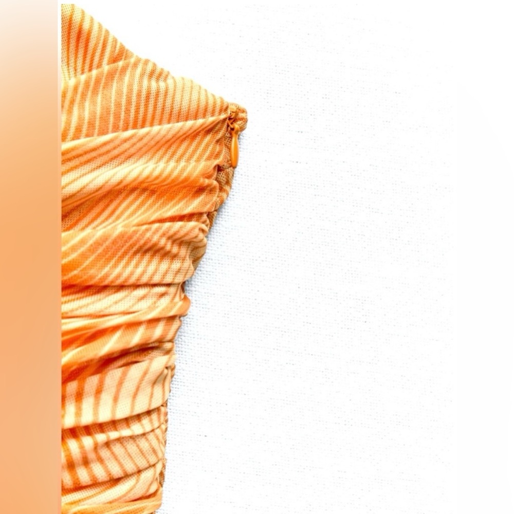 NWT Zara Strapless Ruched Underwire Midi Dress | XSmall | Orange - Picture 6 of 13